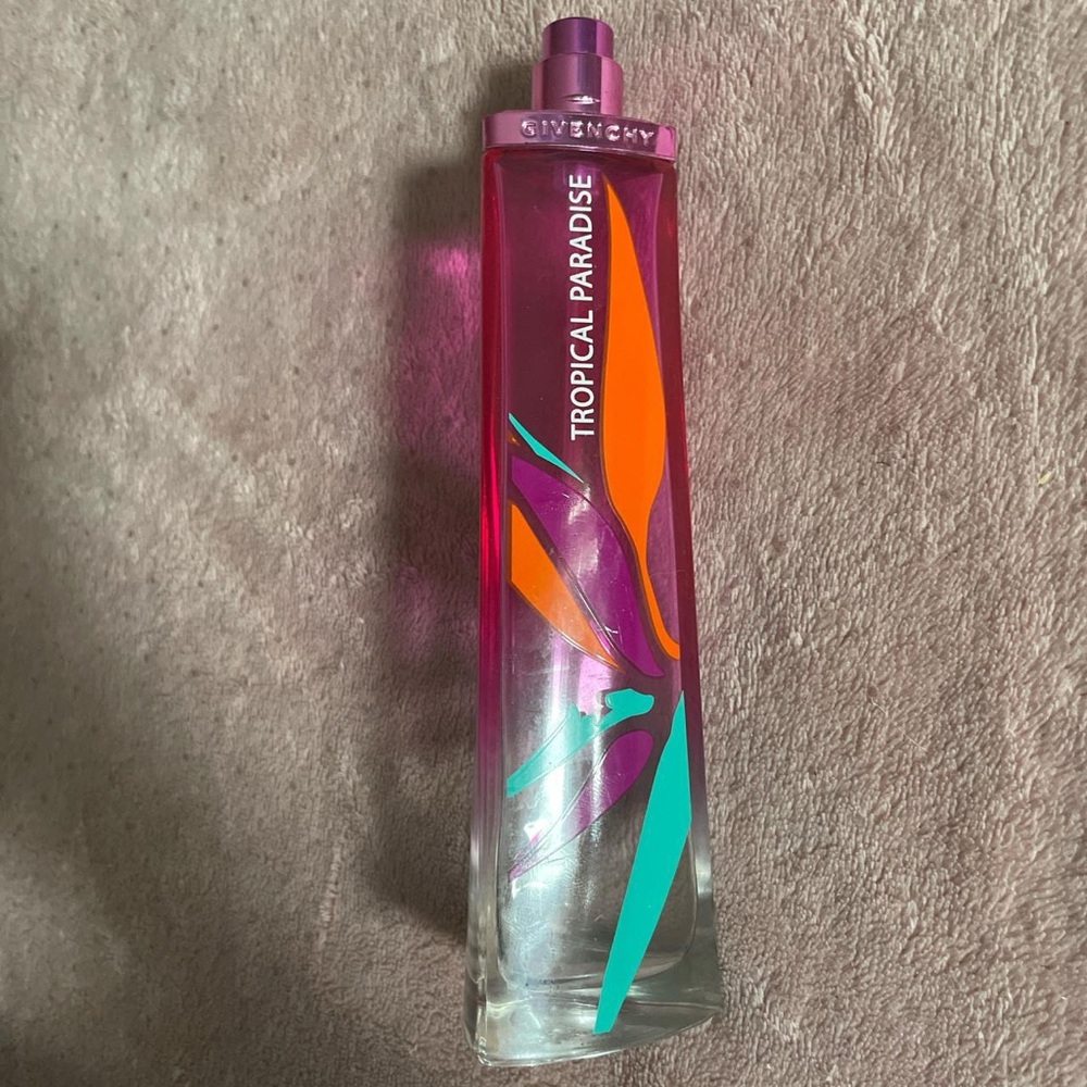 EMPTY Givenchy Tropical Paradise Perfume with Purple and Orange Accents
